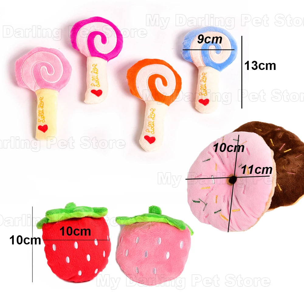 Donuts Toys For Pet Cats Dogs Squeaker Plush ToysDurable Dog Products Squeak Toys For Small Dogs Puppy Pet Products TY0067
