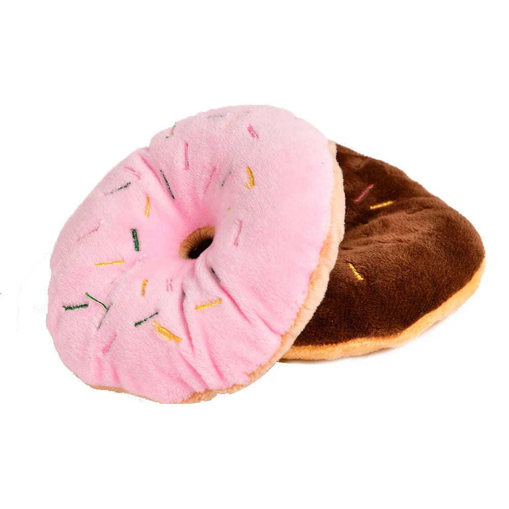 Donuts Toys For Pet Cats Dogs Squeaker Plush ToysDurable Dog Products Squeak Toys For Small Dogs Puppy Pet Products TY0067