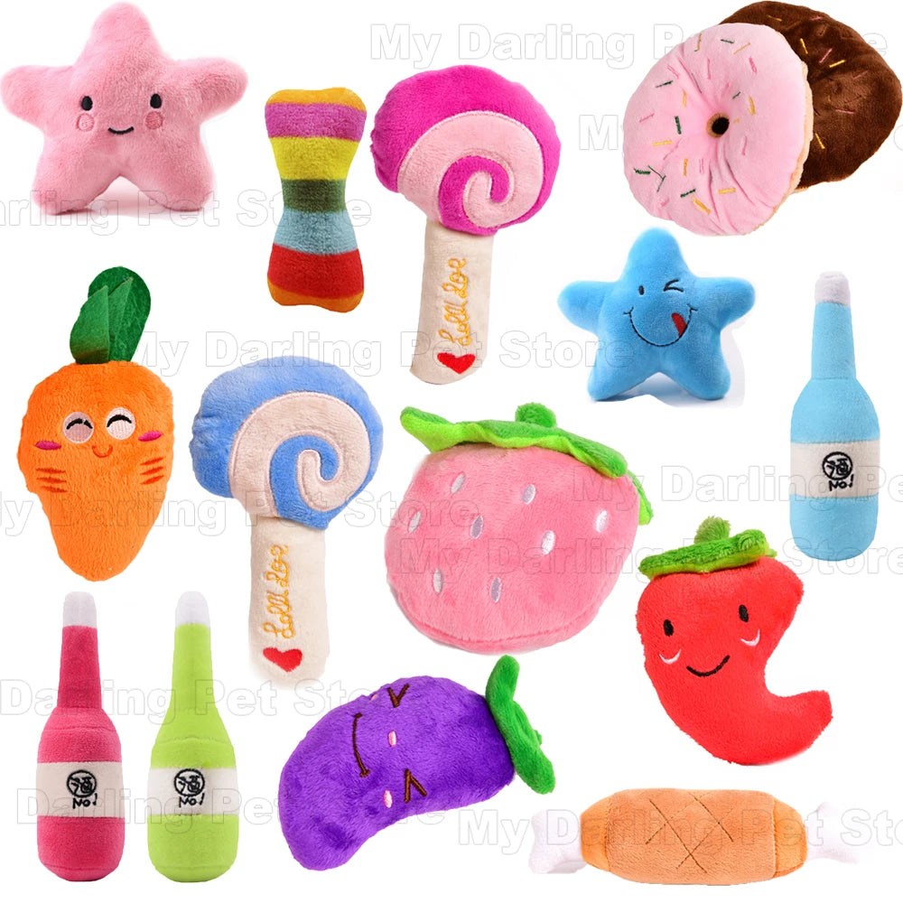 Donuts Toys For Pet Cats Dogs Squeaker Plush ToysDurable Dog Products Squeak Toys For Small Dogs Puppy Pet Products TY0067