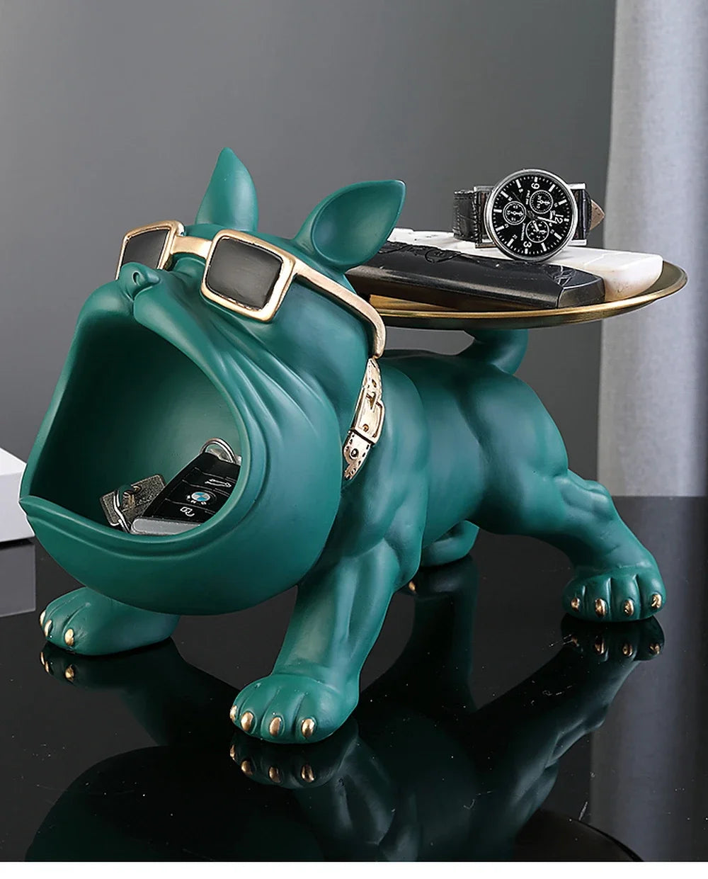 Resin Dog Statue Living Room Decor Dog Sculpture Table Tray Ornaments French Bulldog Figurine for Home Interior Desk Decoration