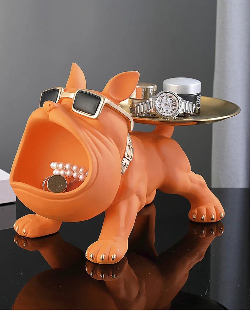 Resin Dog Statue Living Room Decor Dog Sculpture Table Tray Ornaments French Bulldog Figurine for Home Interior Desk Decoration