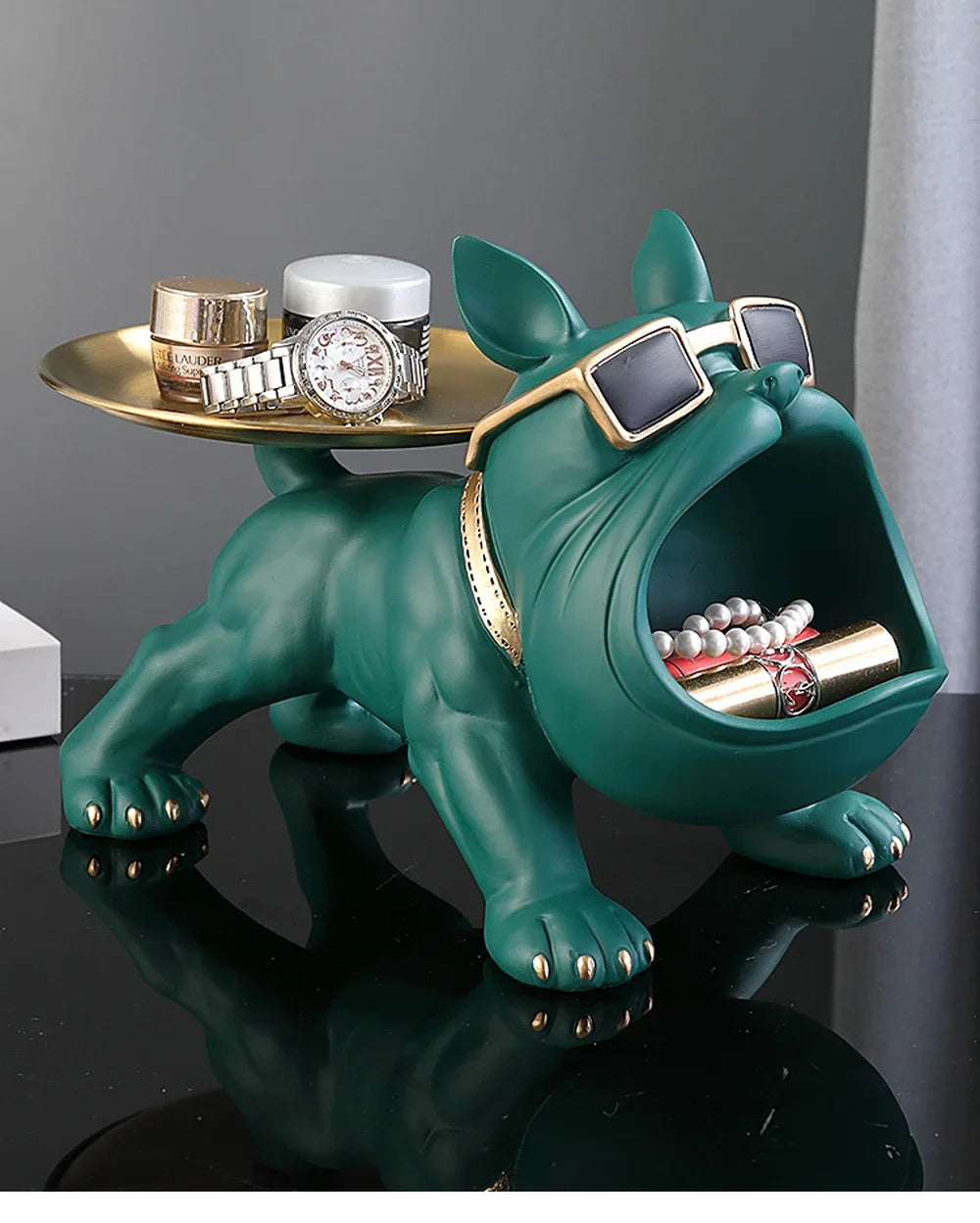 Resin Dog Statue Living Room Decor Dog Sculpture Table Tray Ornaments French Bulldog Figurine for Home Interior Desk Decoration