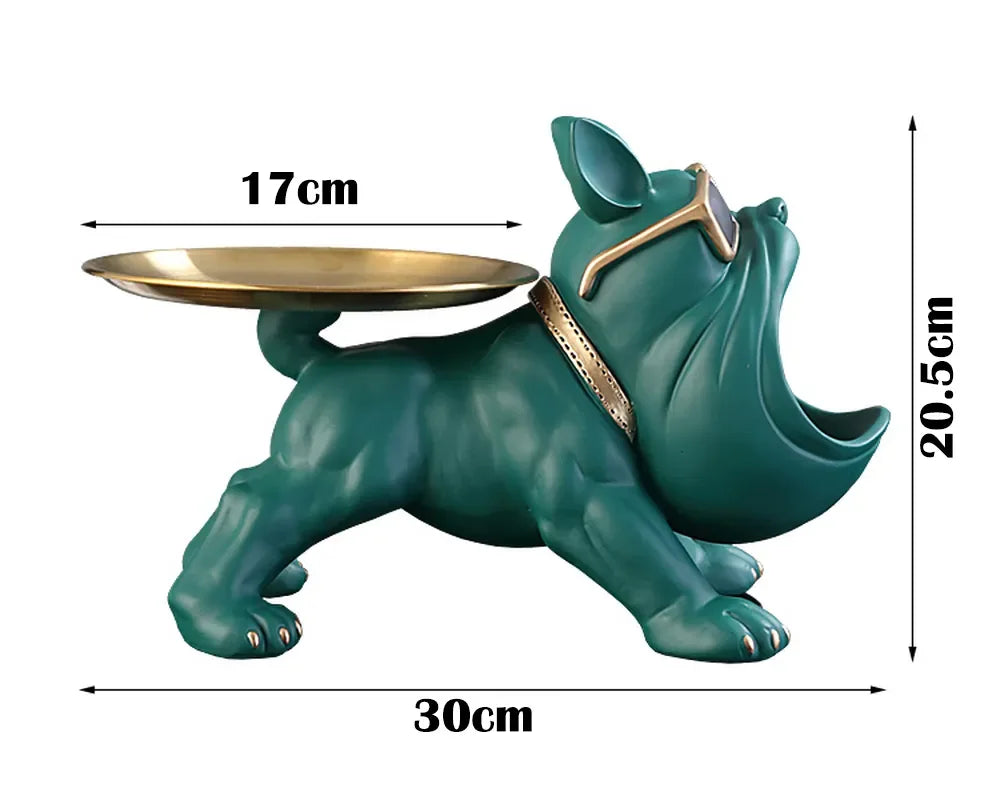 Resin Dog Statue Living Room Decor Dog Sculpture Table Tray Ornaments French Bulldog Figurine for Home Interior Desk Decoration