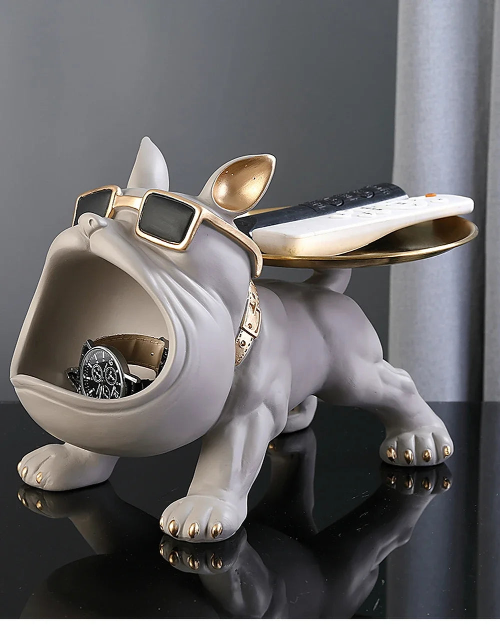 Resin Dog Statue Living Room Decor Dog Sculpture Table Tray Ornaments French Bulldog Figurine for Home Interior Desk Decoration