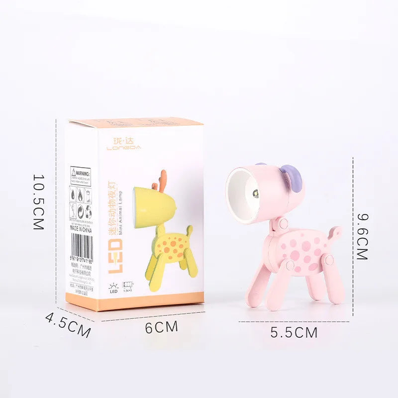 LED Mini Night Light Cute Dog Deer Foldable Desk Lamps Desktop Ornament Book Light Kids Room Bedside Bedroom Decor Holiday Gifts