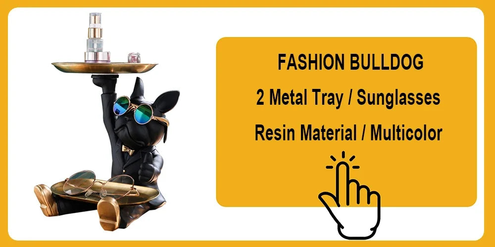 Resin Dog Statue Living Room Decor Dog Sculpture Table Tray Ornaments French Bulldog Figurine for Home Interior Desk Decoration