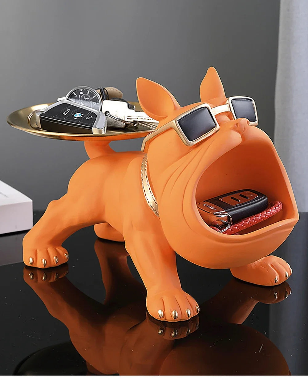 Resin Dog Statue Living Room Decor Dog Sculpture Table Tray Ornaments French Bulldog Figurine for Home Interior Desk Decoration