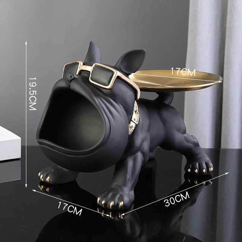 Resin Dog Statue Living Room Decor Dog Sculpture Table Tray Ornaments French Bulldog Figurine for Home Interior Desk Decoration