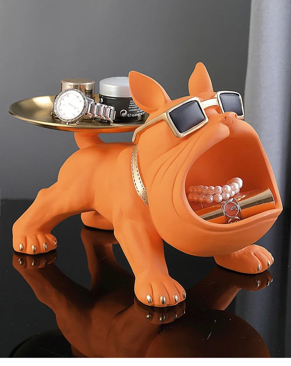 Resin Dog Statue Living Room Decor Dog Sculpture Table Tray Ornaments French Bulldog Figurine for Home Interior Desk Decoration