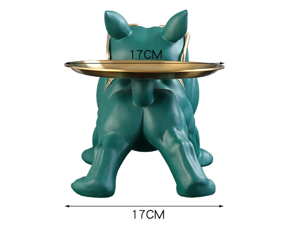 Resin Dog Statue Living Room Decor Dog Sculpture Table Tray Ornaments French Bulldog Figurine for Home Interior Desk Decoration